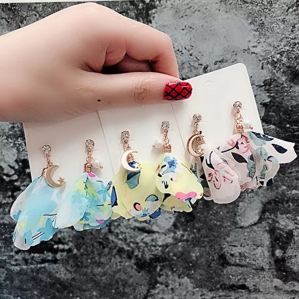 Fairy Chiffon Flower Earrings