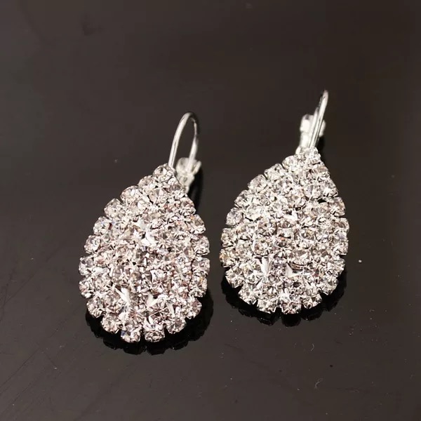 Full Rhinestone Waterdrop Drop Earrings