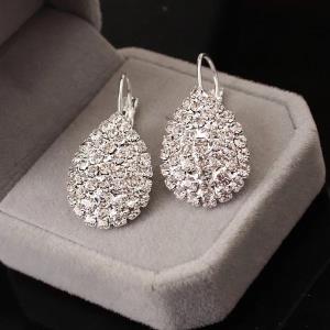 Full Rhinestone Waterdrop Drop Earrings