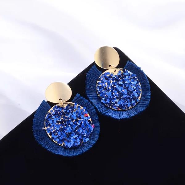 Bohemian Circle Thread Tassel Earrings