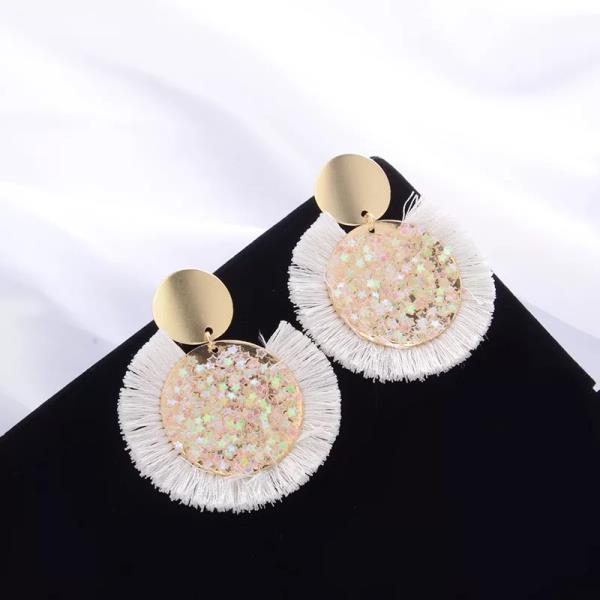 Bohemian Circle Thread Tassel Earrings