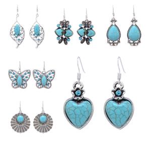 18K Platinum Sea Blue Burst Zircon Waterdrop Earrings