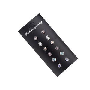 6 Paris Retro Multicolour Crystal Studs Set