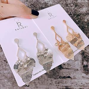 French Crystal Crown Heart Pendant Earrings