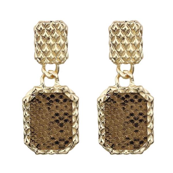 Snake Skin Pattern Metal Dangle Earrings