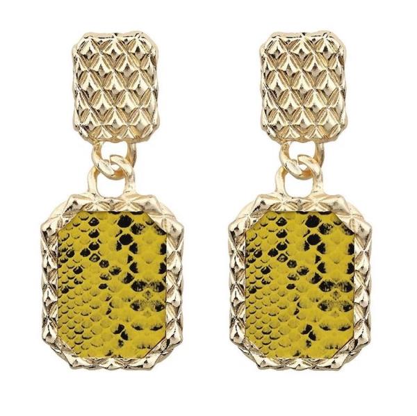 Snake Skin Pattern Metal Dangle Earrings