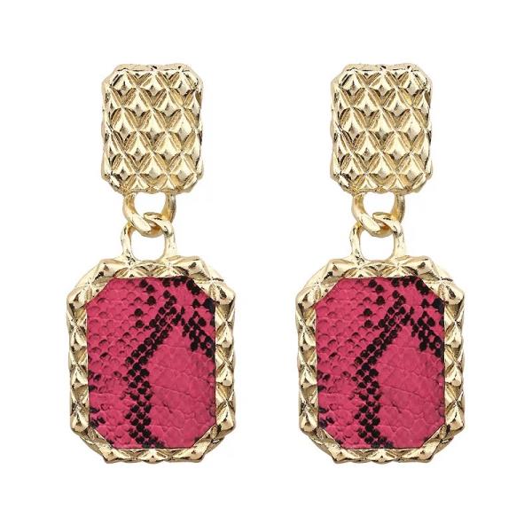 Snake Skin Pattern Metal Dangle Earrings