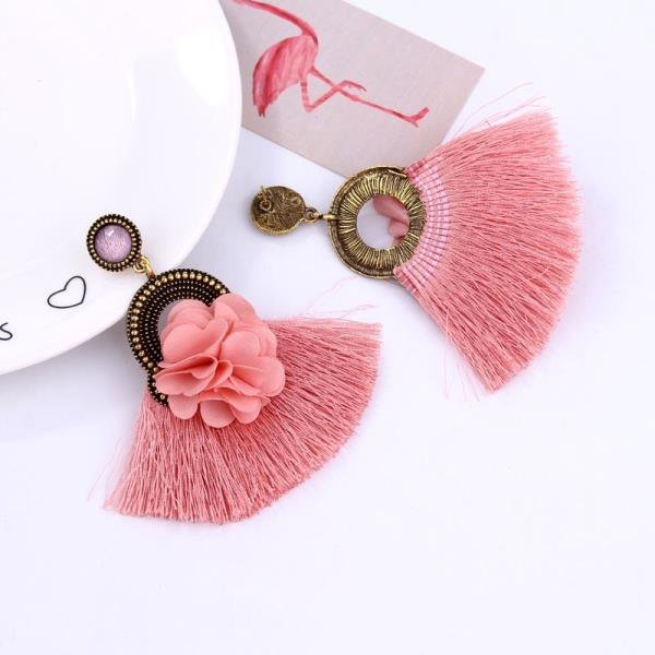 Bohemian Flower Tassel Long Earrings