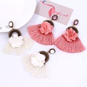 Bohemian Flower Tassel Long Earrings