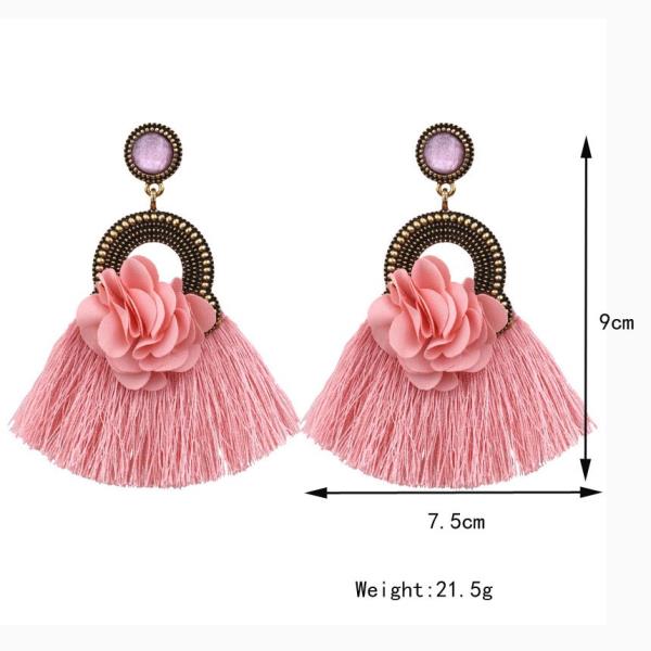 Bohemian Flower Tassel Long Earrings