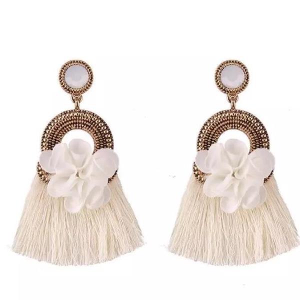 Bohemian Flower Tassel Long Earrings