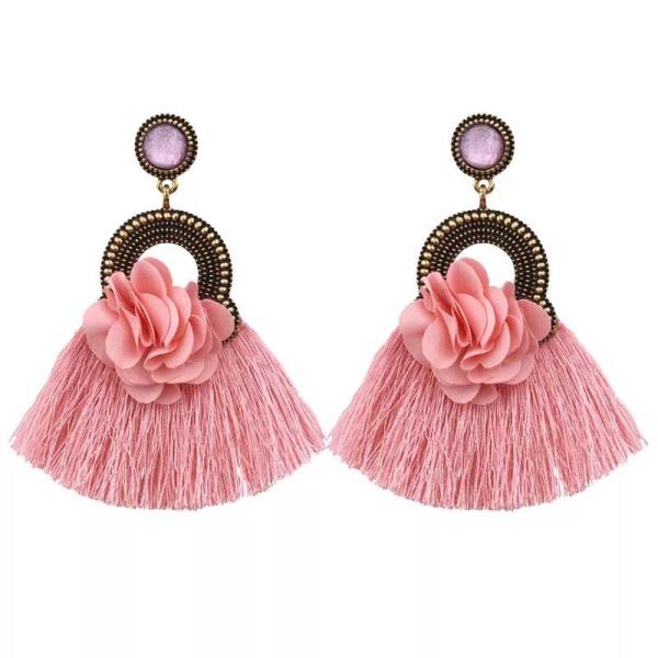 Bohemian Flower Tassel Long Earrings