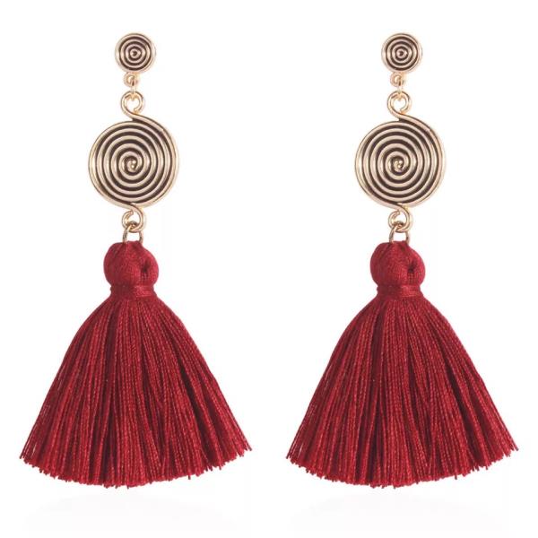 Bohemia Circle Swirl Tassel Earrings