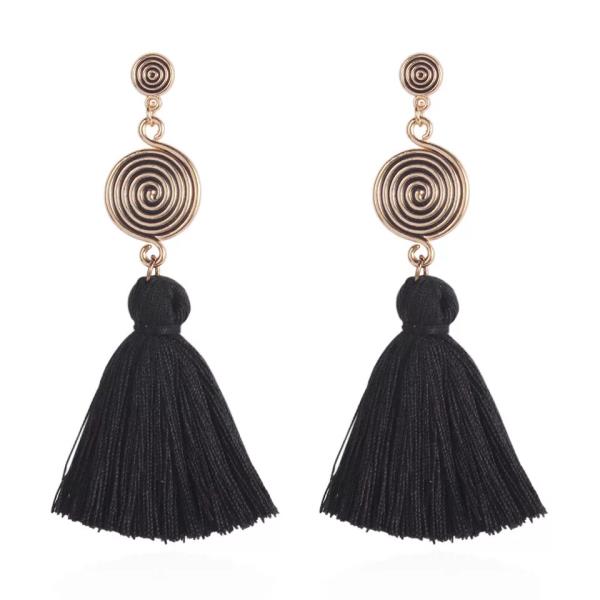 Bohemia Circle Swirl Tassel Earrings