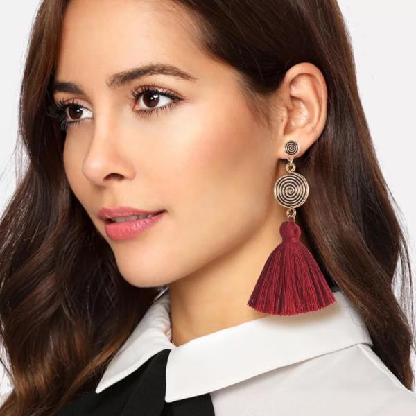 Bohemia Circle Swirl Tassel Earrings