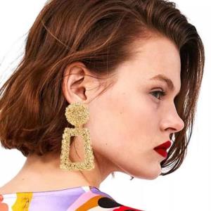 Chic Metal Trapezoid Long Drop Earrings