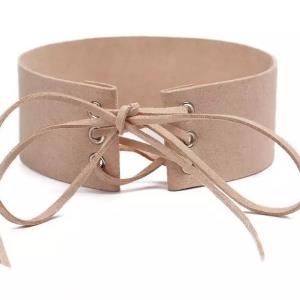 Grunge Pink Leather Choker Necklace