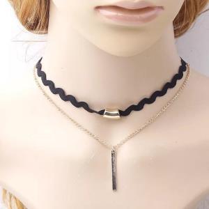 Black Multilayer Lace Pearl Pendant Choker