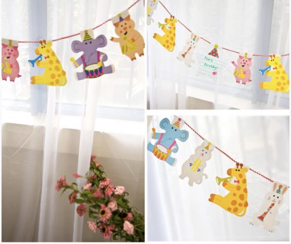 Cartoon Animal Party Flag Banner