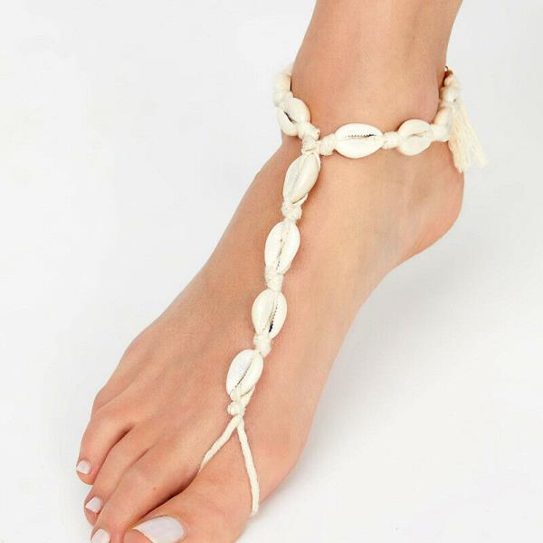 Beach White Shell Tassel Anklet