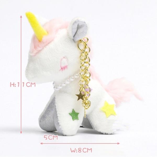 White Plush Star Unicorn Dangle Keyring