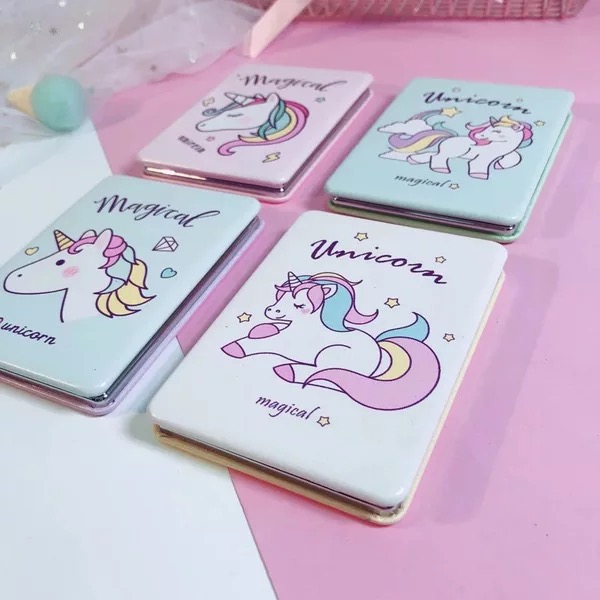 Cartoon Unicorn Double Sides Handhold Mirror