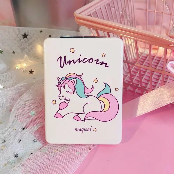 Cartoon Unicorn Double Sides Handhold Mirror