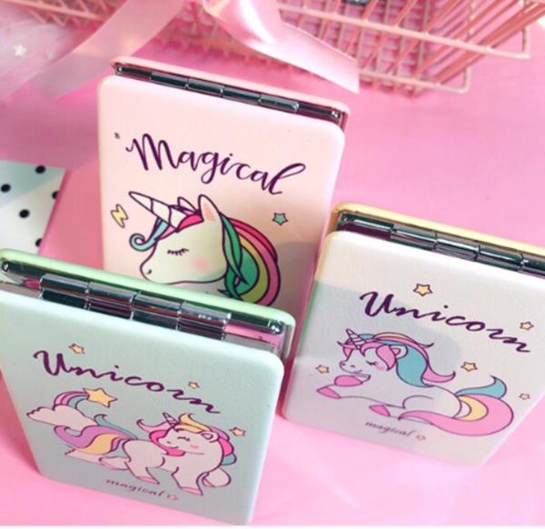 Cartoon Unicorn Double Sides Handhold Mirror