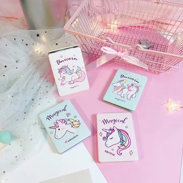 Cartoon Unicorn Double Sides Handhold Mirror