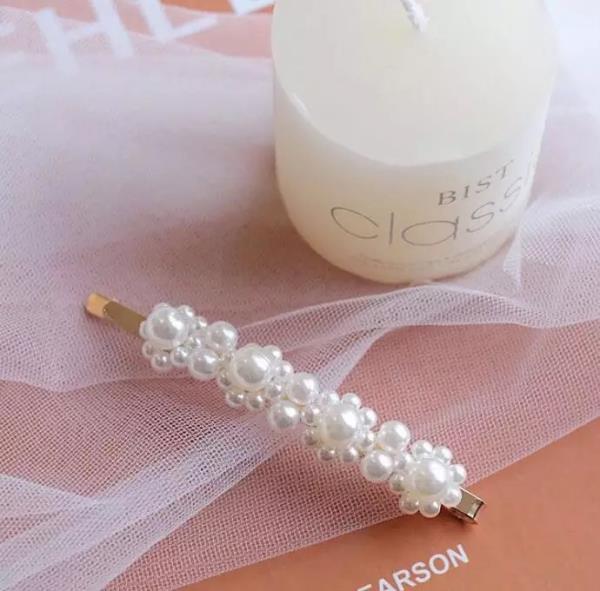 Elegant White Pearl Barrette Hair Pin