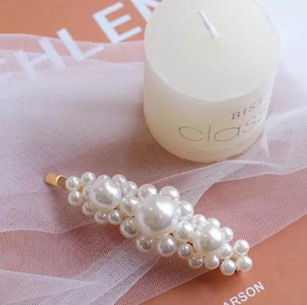 Elegant White Pearl Barrette Hair Pin