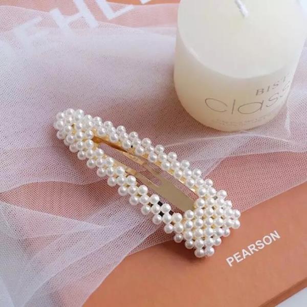 Elegant White Pearl Barrette Hair Pin