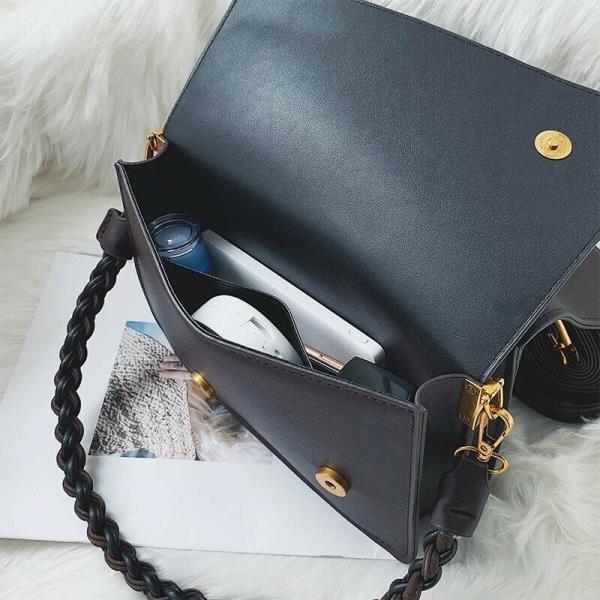 Black Asymmetry Shape Flap Crossbody Bag