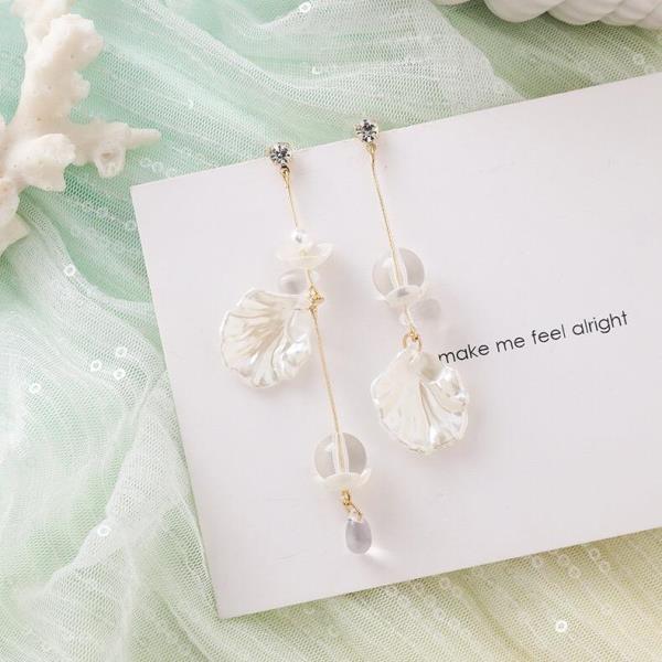 Fairy White Flower Pearl Tassel Dangle Earrings