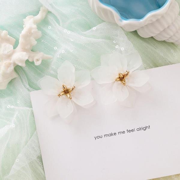 Fairy White Flower Pearl Tassel Dangle Earrings