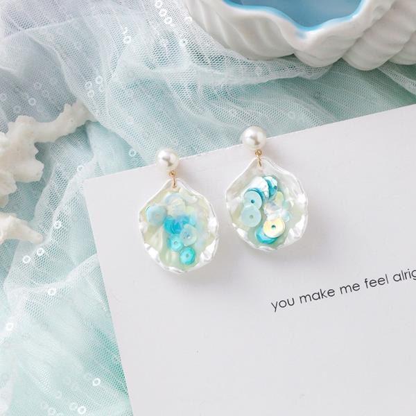 Fairy White Flower Pearl Tassel Dangle Earrings