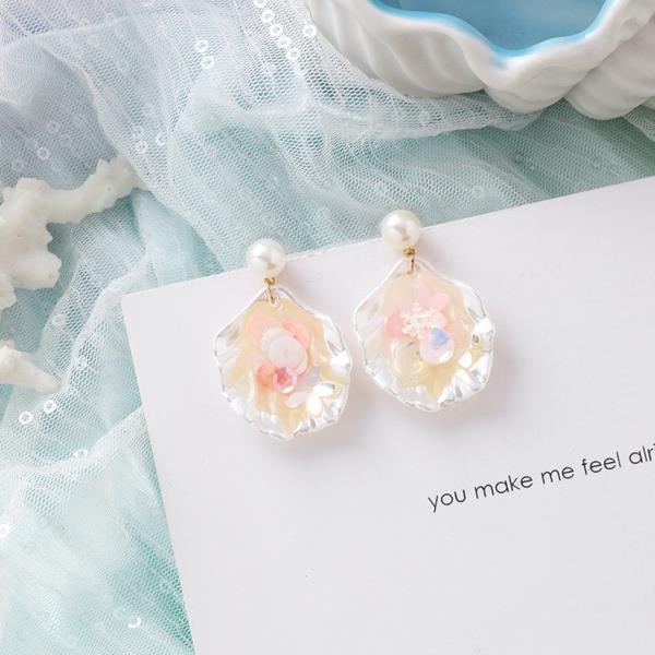 Fairy White Flower Pearl Tassel Dangle Earrings