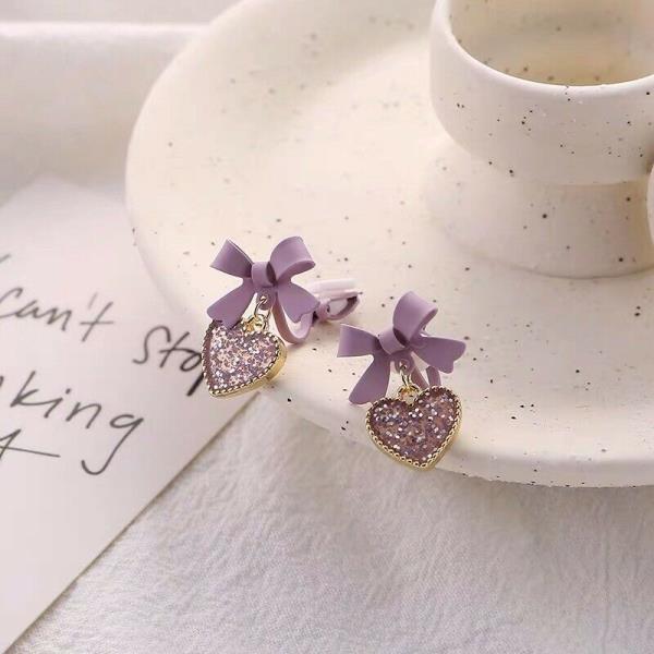 Fairy Purple Lace Flower Dangle Earrings