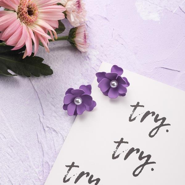 Fairy Purple Lace Flower Studs