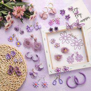 Fairy Purple Lace Flower Studs