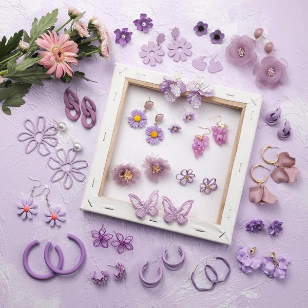 Fairy Purple Lace Flower Studs