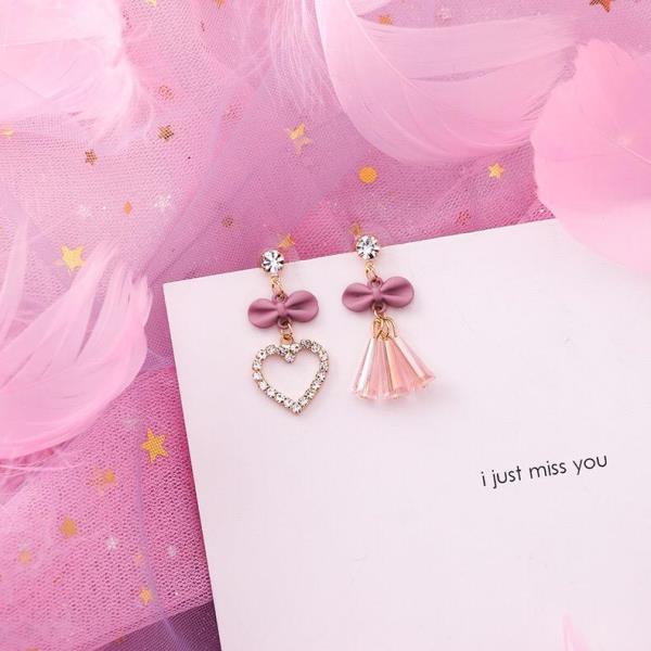 Fairy Pink Crystal Heart Earrings