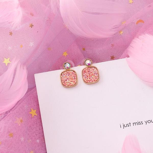 Fairy Pink Crystal Heart Earrings