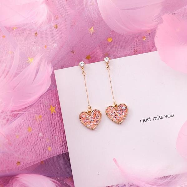 Fairy Pink Crystal Heart Earrings