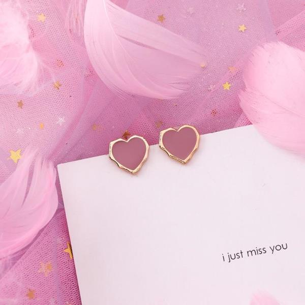 Fairy Pink Crystal Heart Earrings