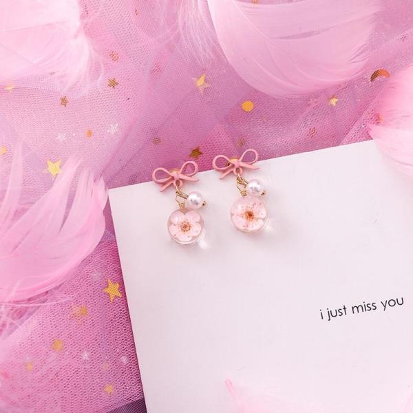 Fairy Pink Crystal Heart Earrings