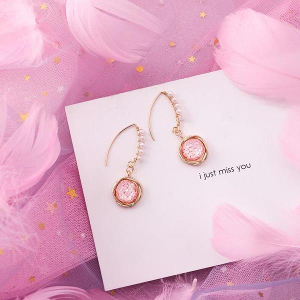 Fairy Pink Crystal Heart Earrings