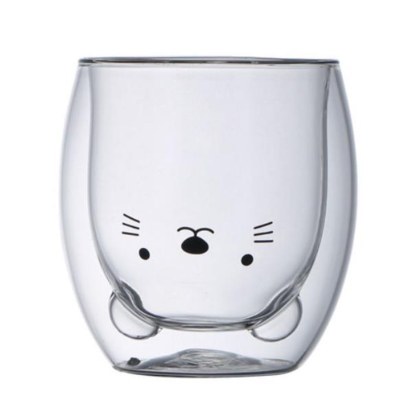 Cartoon Animal Double Layered Glass Cup