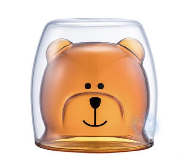 Cartoon Animal Double Layered Glass Cup