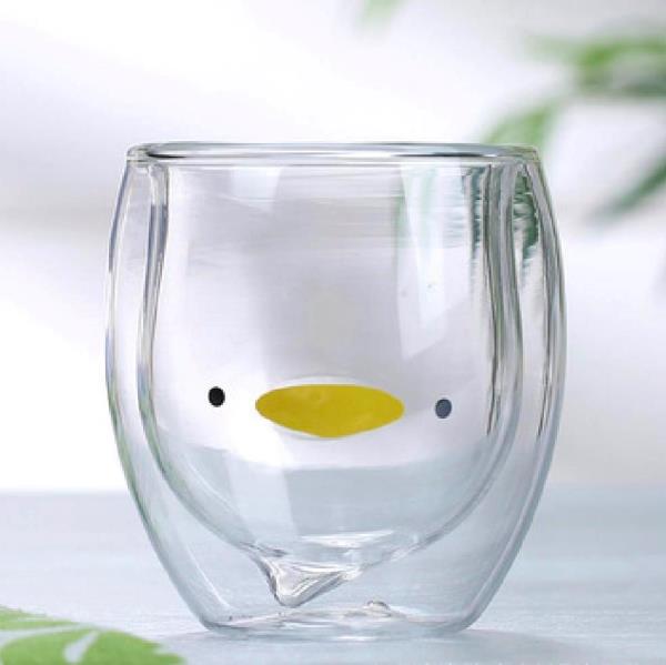 Cartoon Animal Double Layered Glass Cup